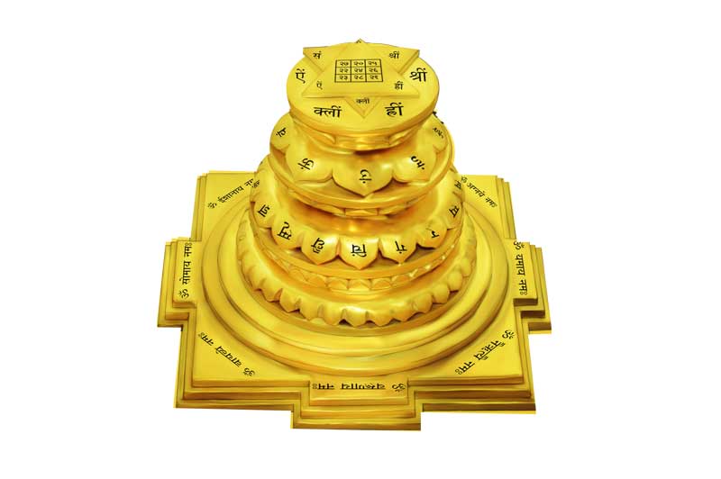 3D Siddh Meru Kuber Yantra on Double Lotus Laser Printed In Gold Polish-YTDLKUB107-3