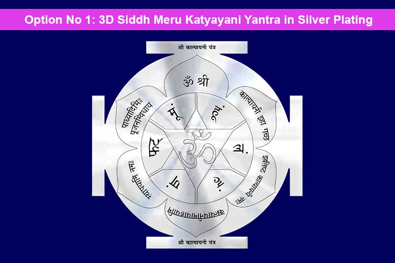 3D Siddh Meru Katyayani Yantra on Double Lotus Laser Printed In Silver Polish-YTDLKYY111-1
