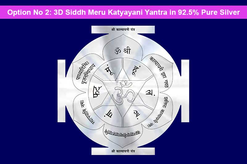 3D Siddh Meru Katyayani Yantra on Double Lotus Laser Printed In Silver Polish-YTDLKYY111-4