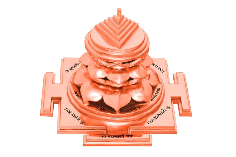 3D Siddh Meru Mahakali Yantra on Double Lotus Laser Printed In Pure Copper-YTDLMHK108-3