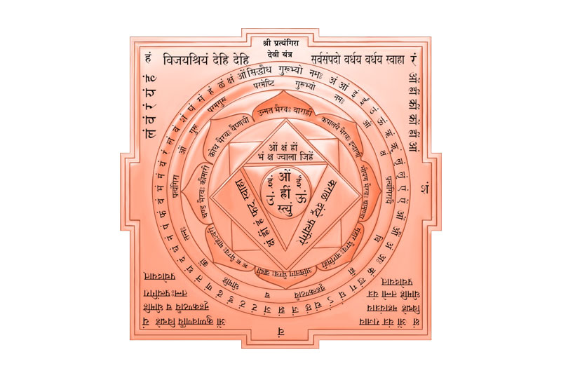 3D Siddh Meru Pratyangira Devi Yantra on Double Lotus Laser Printed In Pure Copper-YTDLPTD108-2