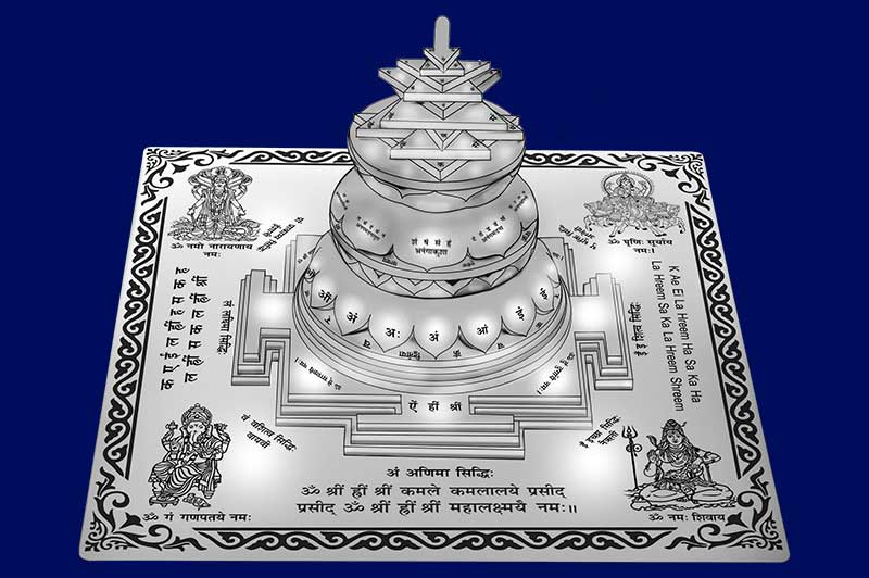 3D Siddh Meru Shree Yantra on Double Lotus with Laser Printed  Base Plate & Gods Images-YTDLSHR110-3
