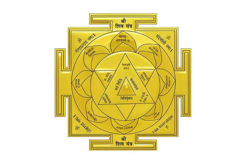 3D Siddh Meru Shiv Yantra on Double Lotus Laser Printed In Gold Polish-YTDLSIV107-2