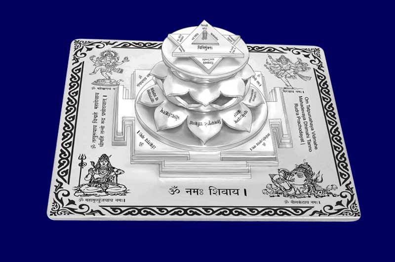 3D Siddh Meru Shiv Yantra on Double Lotus Laser Printed In Silver Polish-YTDLSIV110-6
