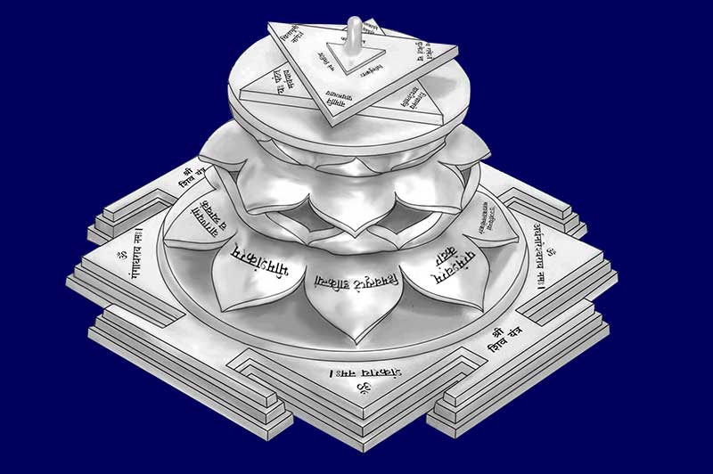 3D Siddh Meru Shiv Yantra on Double Lotus Laser Printed In Silver Polish-YTDLSIV111-5