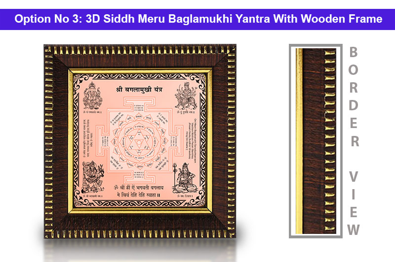 3D Siddh Meru Baglamukhi Yantra In Pure Copper with Laser Printed Base Plate & Gods Images-YTSMBGM014-4