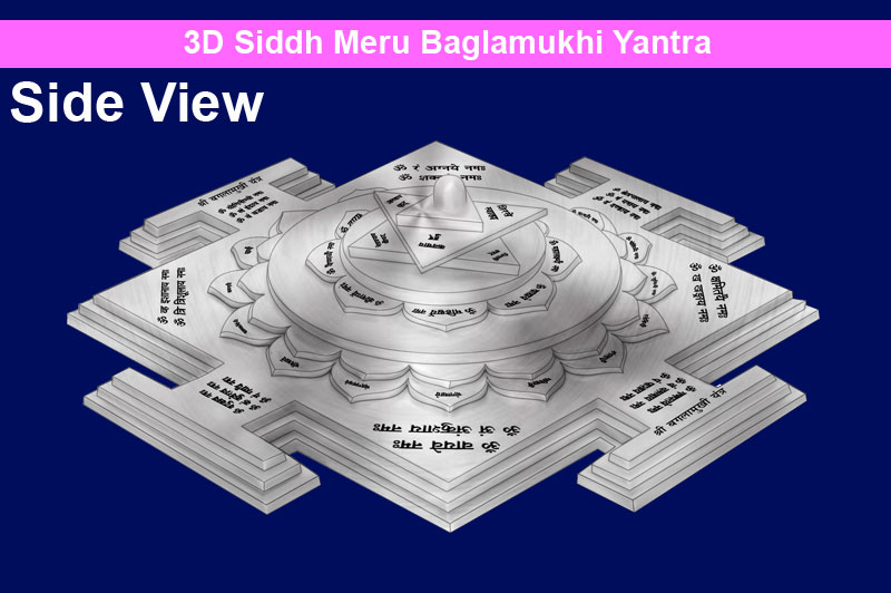 3D Siddh Meru Baglamukhi Yantra in Silver Plating With Laser Printed-YTSMBGM017-1