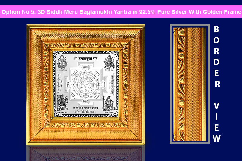 3D Siddh Meru Baglamukhi Yantra In Silver Polish with Laser Printed Base Plate & Gods Images-YTSMBGM020-6