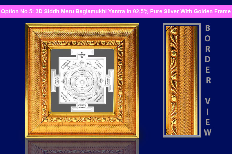 3D Siddh Meru Baglamukhi Yantra In Silver Plating with Laser Printed Base Plate-YTSMBGM021-6