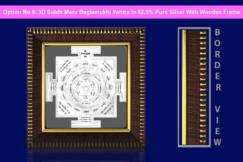 3D Siddh Meru Baglamukhi Yantra In Silver Plating with Laser Printed Base Plate-YTSMBGM021-7
