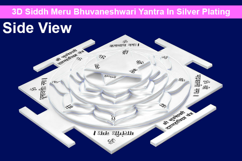 3D Siddh Meru Bhuvaneshwari Yantra in Silver Plating With Laser Printed-YTSMBHU017-1