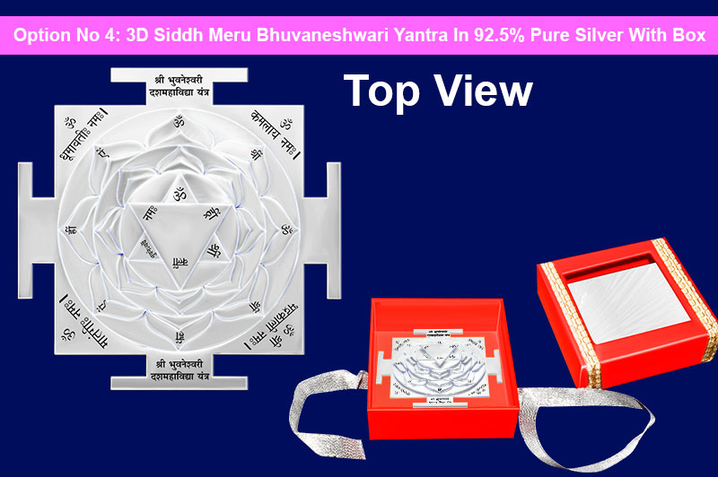 3D Siddh Meru Bhuvaneshwari Yantra in Silver Plating With Laser Printed-YTSMBHU017-5