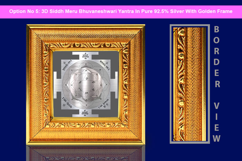 3D Siddh Meru Bhuvaneshwari Yantra In Silver Polish with Laser Printed-YTSMBHU021-6
