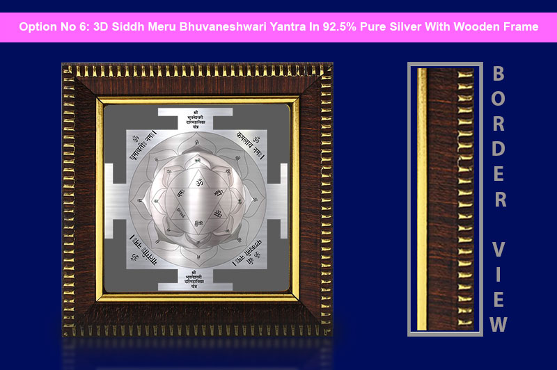 3D Siddh Meru Bhuvaneshwari Yantra In Silver Polish with Laser Printed-YTSMBHU021-7