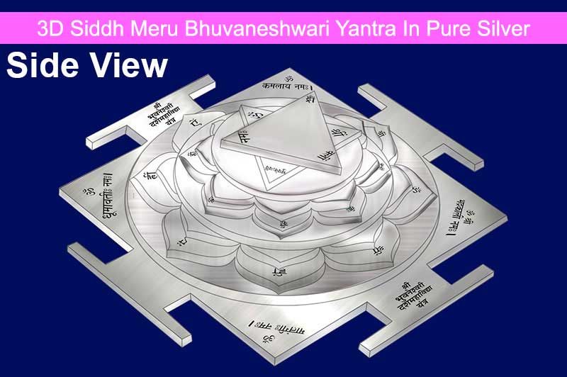 3D Siddh Meru Bhuvaneshwari Yantra In Pure Silver with Laser Printed-YTSMBHU021-S-1
