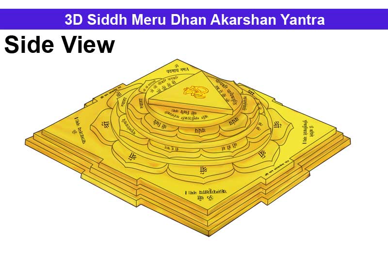 3D Siddh Meru Dhan Akarshan Yantra In Panchdhatu Gold Polish with Laser Printed-YTSMDAH015-1