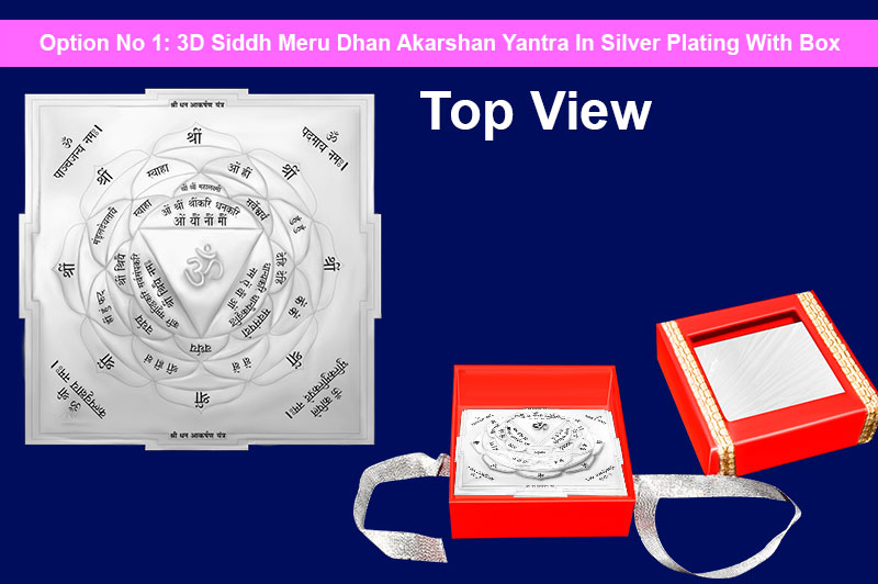 3D Siddh Meru Dhan Akarshan Yantra in Silver Plating With Laser Printed-YTSMDAH017-2
