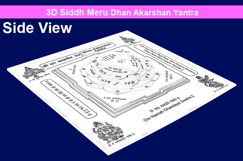 3D Siddh Meru Dhan Akarshan Yantra in Silver Plating with Laser Printed Base Plate & Gods Images-YTSMDAH019-1