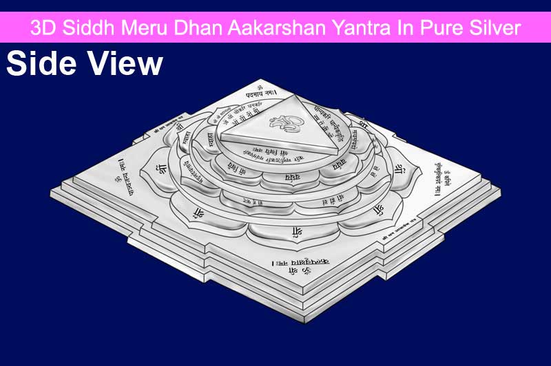 3D Siddh Meru Dhan Akarshan Yantra In Pure Silver with Laser Printed-YTSMDAH021-S-1