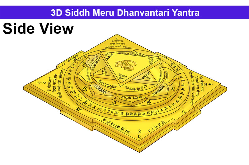 3D Siddh Meru Dhanvantari Yantra In Panchdhatu Gold Polish with Laser Printed-YTSMDNV015-1