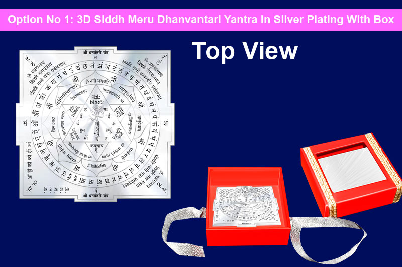 3D Siddh Meru Dhanvantari Yantra in Silver Plating With Laser Printed-YTSMDNV017-2
