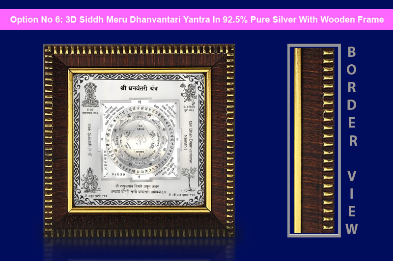 3D Siddh Meru Dhanvantari Yantra In Silver Polish with Laser Printed Base Plate & Gods Images-YTSMDNV020-7