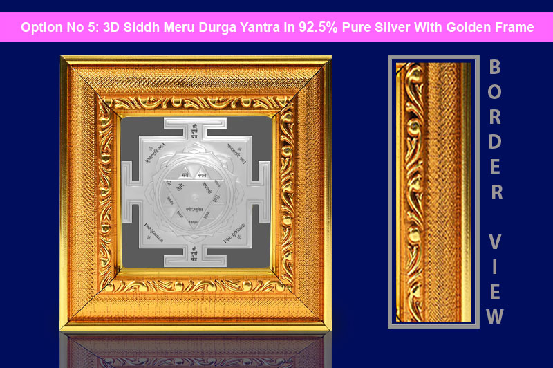 3D Siddh Meru Durga Yantra In Silver Polish with Laser Printed-YTSMDRG021-6