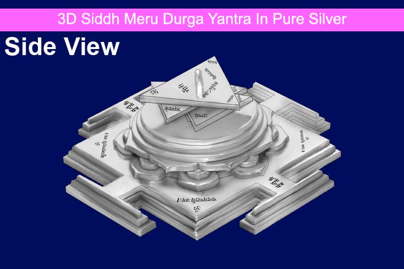 3D Siddh Meru Durga Yantra In Pure Silver with Laser Printed-YTSMDRG021-S-1
