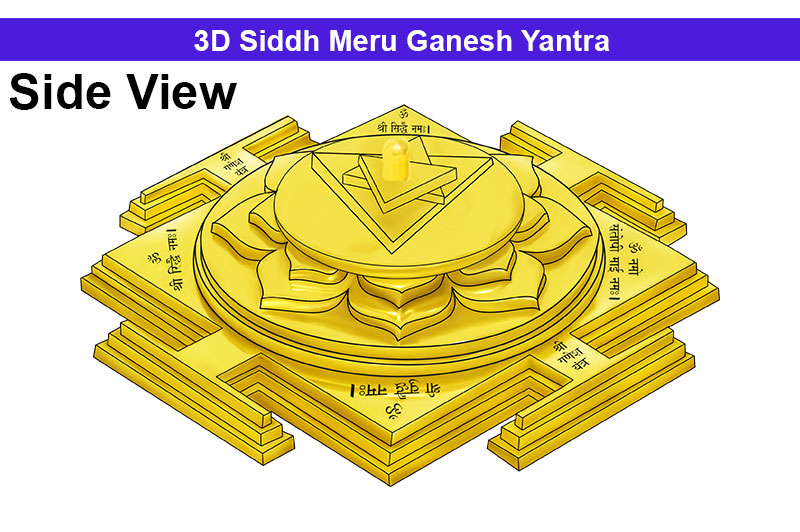 3D Siddh Meru Ganesh Yantra In Panchdhatu Gold Polish with Laser Printed-YTSMGNS015-1
