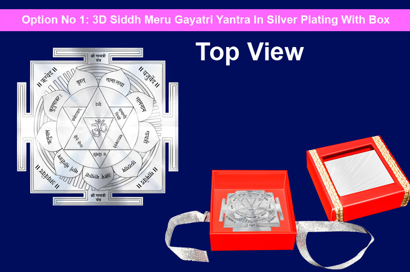 3D Siddh Meru Gayatri Yantra in Silver Plating With Laser Printed-YTSMGYT017-2