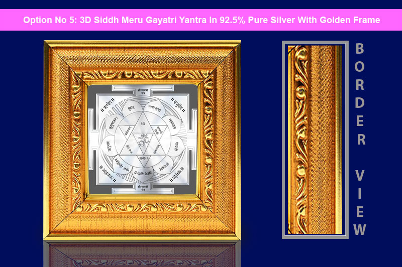 3D Siddh Meru Gayatri Yantra in Silver Plating With Laser Printed-YTSMGYT017-6