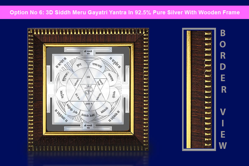 3D Siddh Meru Gayatri Yantra in Silver Plating With Laser Printed-YTSMGYT017-7