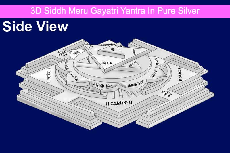 3D Siddh Meru Gayatri Yantra In Pure Silver with Laser Printed-YTSMGYT021-S-1