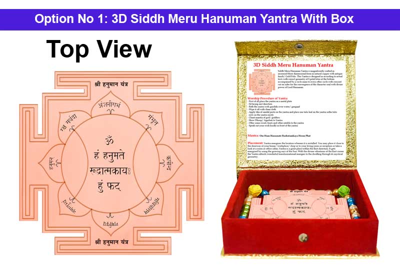 3D Siddh Meru Hanuman Yantra Laser Printed in Pure Copper-YTSMHNM004-2
