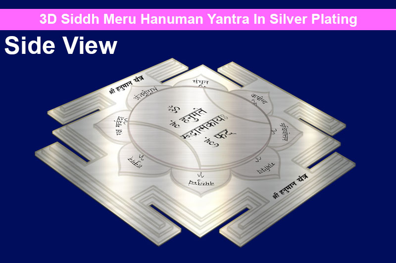 3D Siddh Meru Hanuman Yantra in Silver Plating With Laser Printed-YTSMHNM017-1