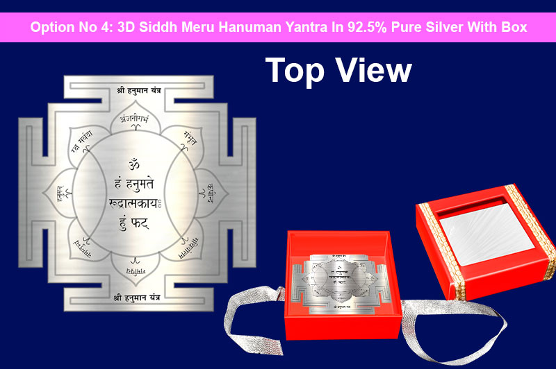 3D Siddh Meru Hanuman Yantra in Silver Plating With Laser Printed-YTSMHNM017-5