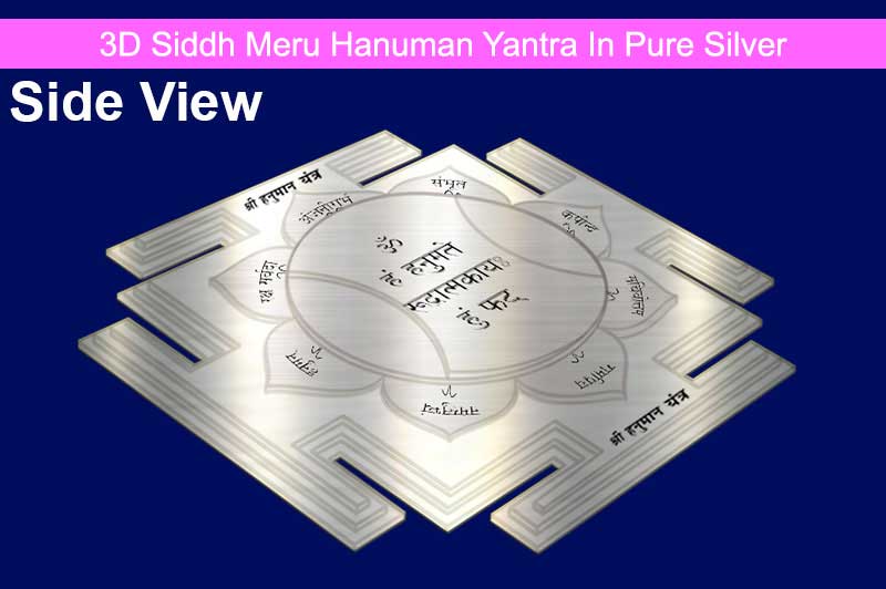 3D Siddh Meru Hanuman Yantra With Laser Printed in Pure Silver-YTSMHNM017-S-1