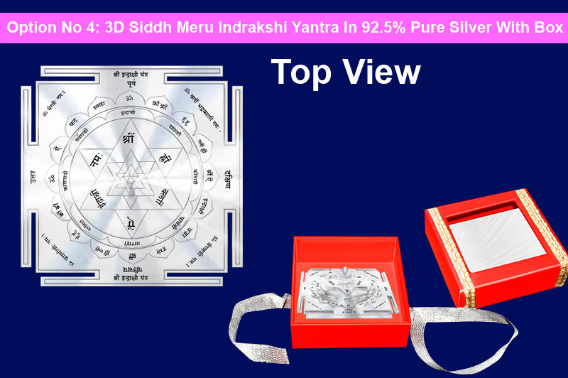 3D Siddh Meru Indrakshi Yantra in Silver Plating With Laser Printed-YTSMIDK017-5