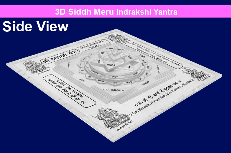 3D Siddh Meru Indrakshi Yantra in Silver Plating with Laser Printed Base Plate & Gods Images-YTSMIDK019-1