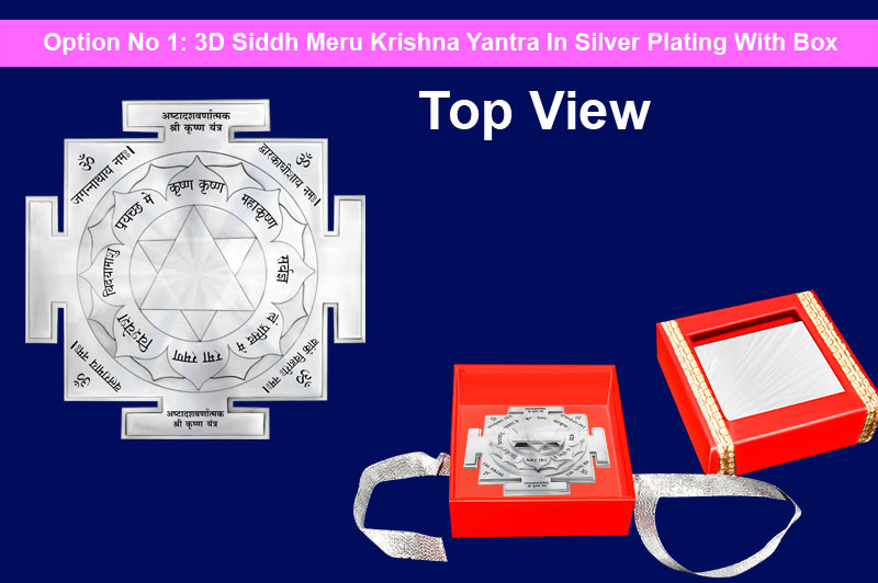 3D Siddh Meru Krishna Yantra in Silver Plating With Laser Printed-YTSMKRI017-2