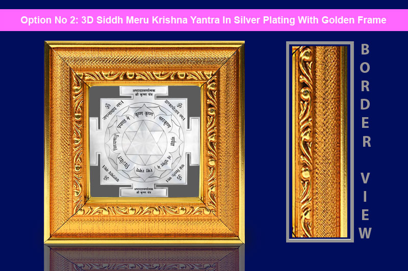 3D Siddh Meru Krishna Yantra in Silver Plating With Laser Printed-YTSMKRI017-3