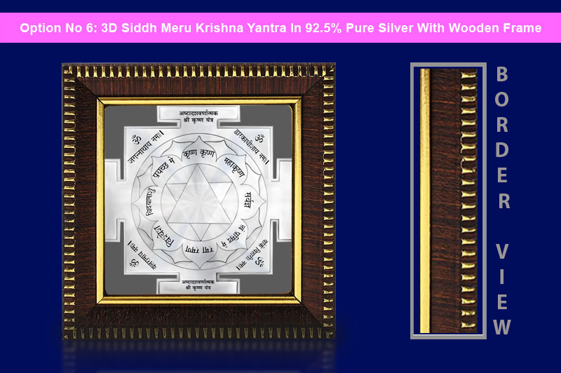 3D Siddh Meru Krishna Yantra in Silver Plating With Laser Printed-YTSMKRI017-7