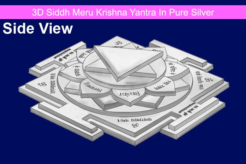 3D Siddh Meru Krishna Yantra In Pure Silver with Laser Printed-YTSMKRI021-S-1