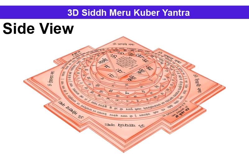 3D Siddh Meru Kuber Yantra Laser Printed in Pure Copper-YTSMKUB004-1