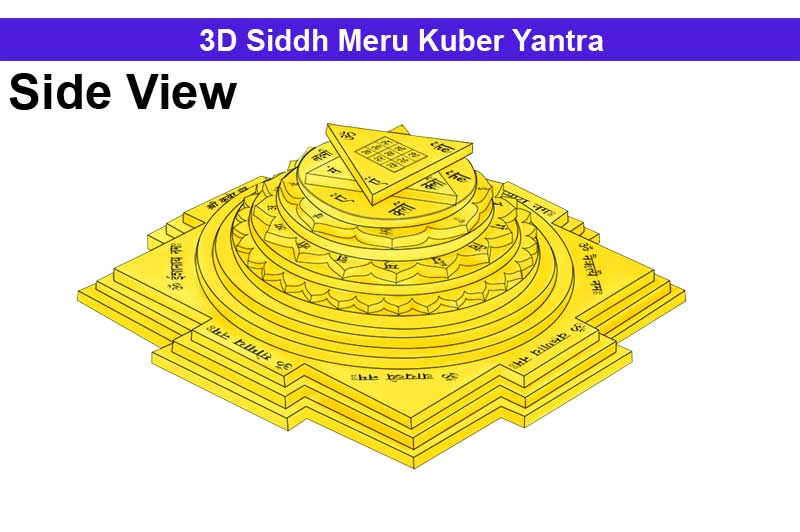 3D Siddh Meru Kuber Yantra In Panchdhatu Gold Polish with Laser Printed-YTSMKUB015-1