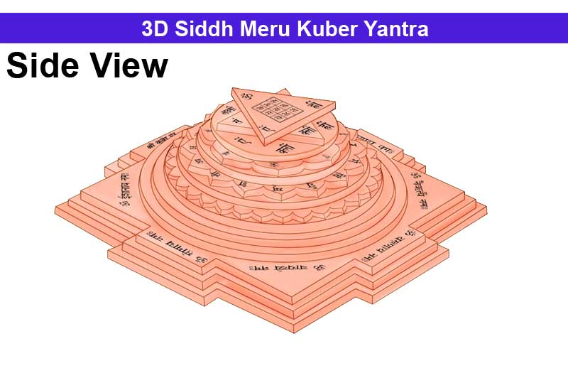 3D Siddh Meru Kuber Yantra In Pure Copper with Laser Printed-YTSMKUB016-1