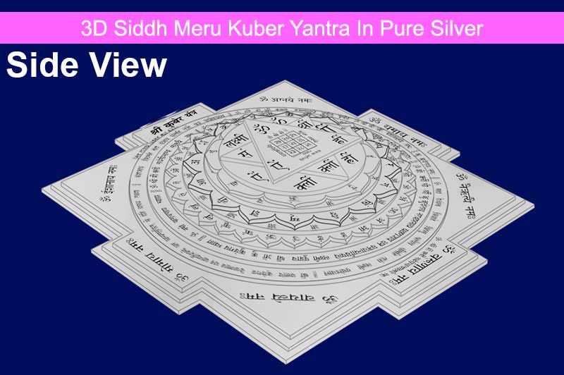3D Siddh Meru Kuber Yantra With Laser Printed in Pure Silver-YTSMKUB017-S-1