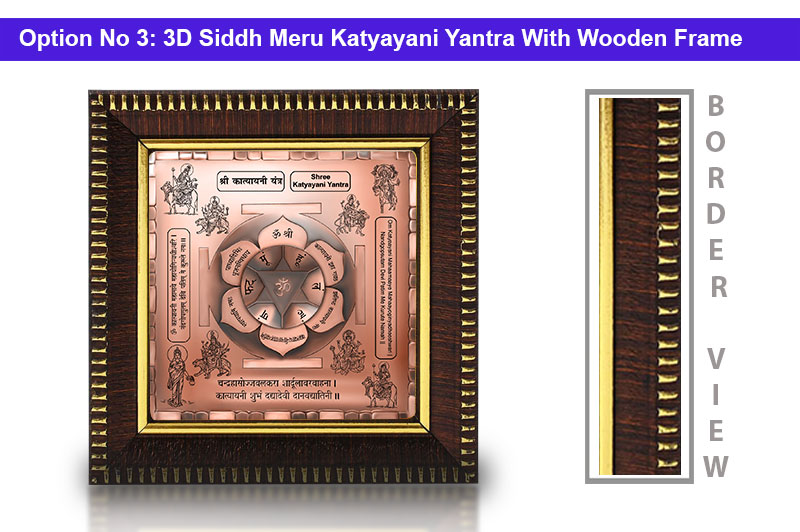 3D Siddh Meru Katyayani Yantra in Pure Copper Antic with Laser Printed Base Plate & Gods Images-YTSMKYY011-4