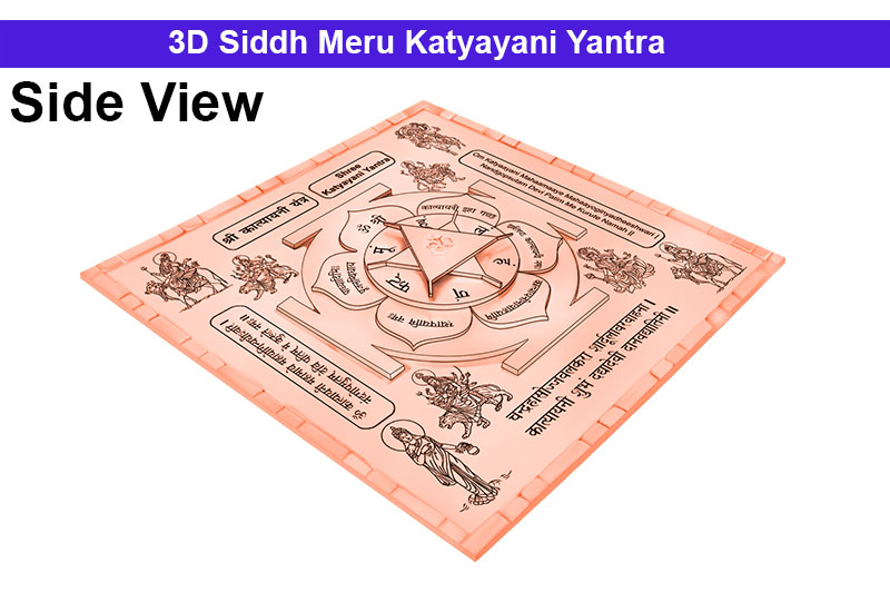 3D Siddh Meru Katyayani Yantra in Pure Copper with Laser Printed Base Plate & Gods Images-YTSMKYY012-1