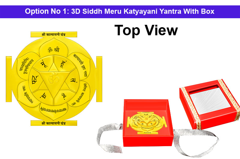 3D Siddh Meru Katyayani Yantra In Panchdhatu Gold Polish with Laser Printed-YTSMKYY015-2